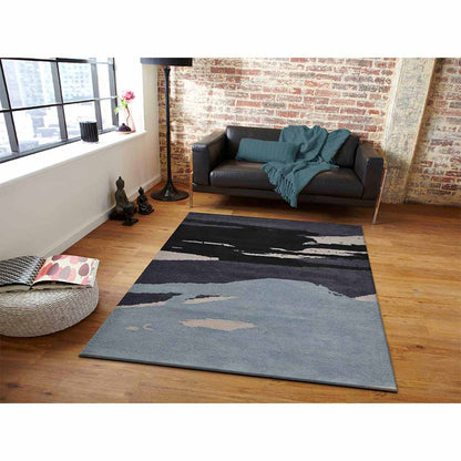 Rugs, (Presto) ICKC209C4X6, Black & Grey Abstract Polyester Carpet - VT15952-48X72 inches