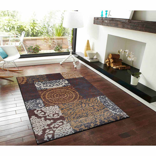 Rugs, (Presto) ICKC232C2X5, Brown & Gold Ethnic Polyester Carpet- VT15956-22X55 inches