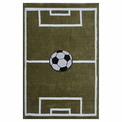 Rugs, (Presto) ICKC243C3X5, Football FiVTd shaped Green & White Polyester Carpet -VT15958-36X60 inches