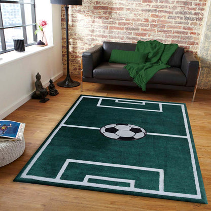 Rugs, (Presto), ICKC248C2X5, Football Field shaped Green and White Polyester Carpet, Rugs - VT-15959
