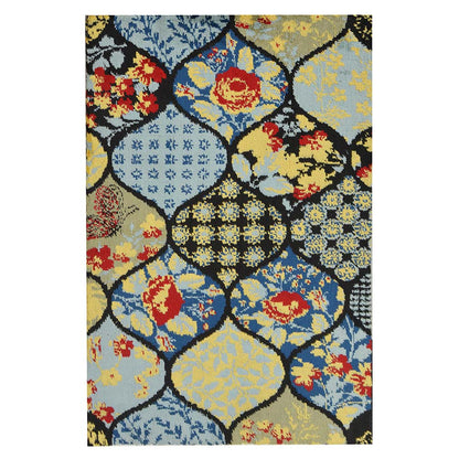 Rugs, (Presto), ICKC24C2X5, Yellow, Blue and Black colour Abstract Polyester Carpet, Rugs - VT-15960