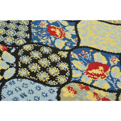 Rugs, (Presto), ICKC24C5X7, Yellow, Blue and Black colour Abstract Polyester Carpet, Rugs - VT-15960-60X84inches