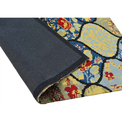 Rugs, (Presto), ICKC24C2X5, Yellow, Blue and Black colour Abstract Polyester Carpet, Rugs - VT-15960