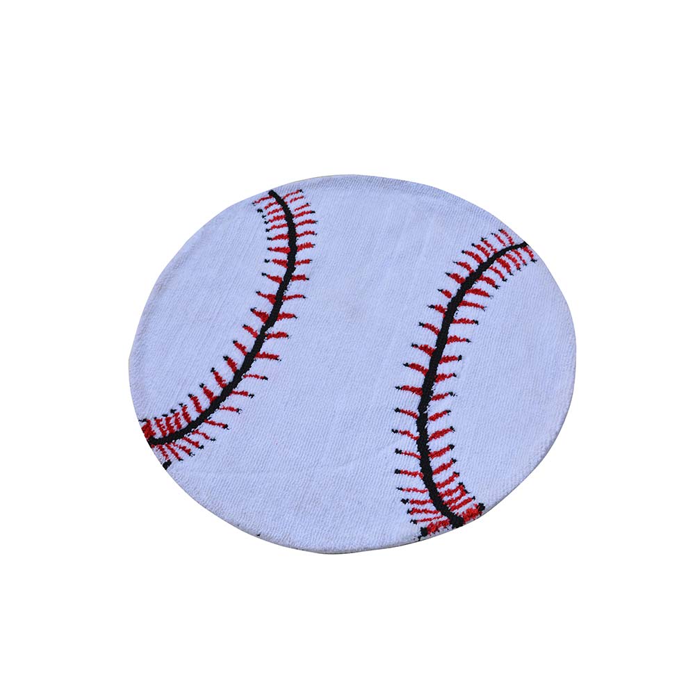 Rugs, (Presto), ICKC251C4X4, Baseball shaped White and Red Polyester Carpet, Rugs - VT-15961-48X48inches