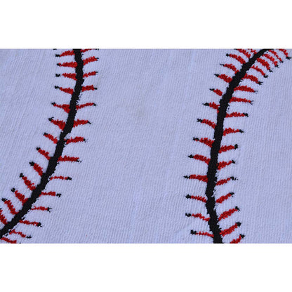 Rugs, (Presto), ICKC251C6X6, Baseball shaped White and Red Polyester Carpet, Rugs - VT-15961-72X72inches