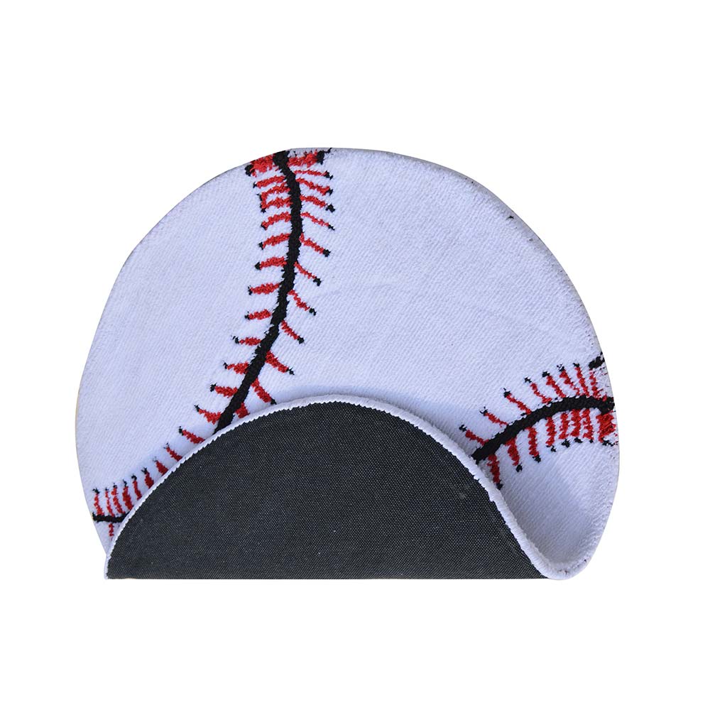 Rugs, (Presto), ICKC251C5X5, Baseball shaped White and Red Polyester Carpet, Rugs - VT-15961-60X60inches