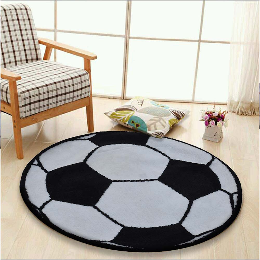 Rugs, (Presto), ICKC255C5X5, Football shaped Black and White Polyester Carpet, Rugs - VT-15962-60X60inches