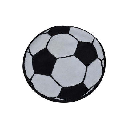 Rugs, (Presto), ICKC255C4X4, Football shaped Black and White Polyester Carpet, Rugs - VT-15962-48X48inches