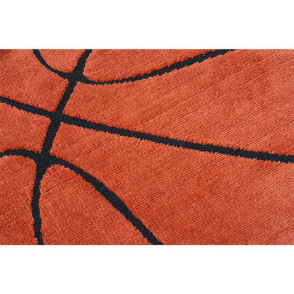 Rugs, (Presto), ICKC255C5X5, Basketball shaped Orange and Black Polyester Carpet, Rugs - VT-15963-60X60inches