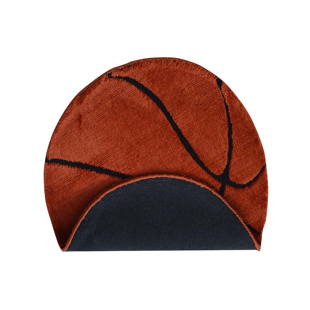Rugs, (Presto), ICKC255C5X5, Basketball shaped Orange and Black Polyester Carpet, Rugs - VT-15963-60X60inches