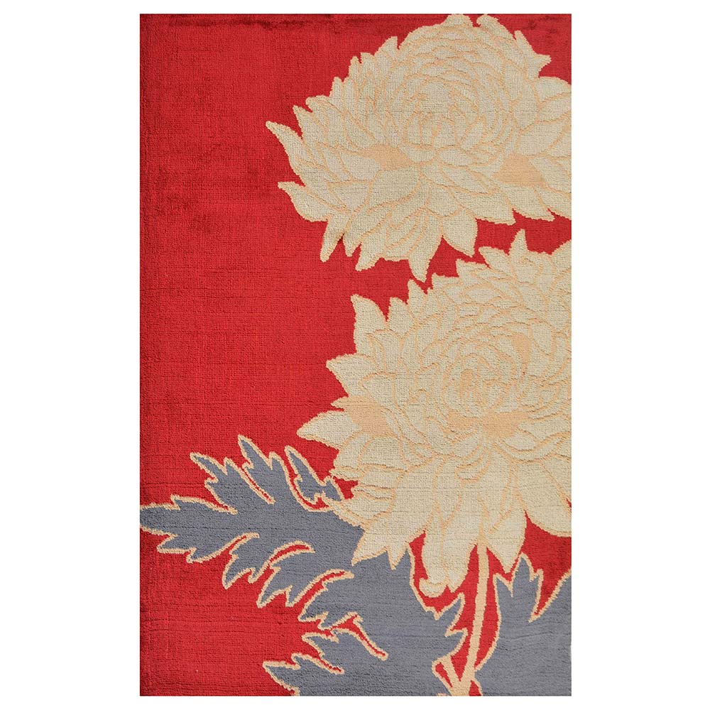 Rugs, (Presto), ICKC261C3X5, Red, Gold and Grey Floral Polyester Carpet, Rugs - VT-15965-36X60inches