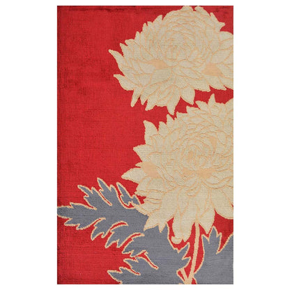 Rugs, (Presto), ICKC261C3X5, Red, Gold and Grey Floral Polyester Carpet, Rugs - VT-15965-36X60inches