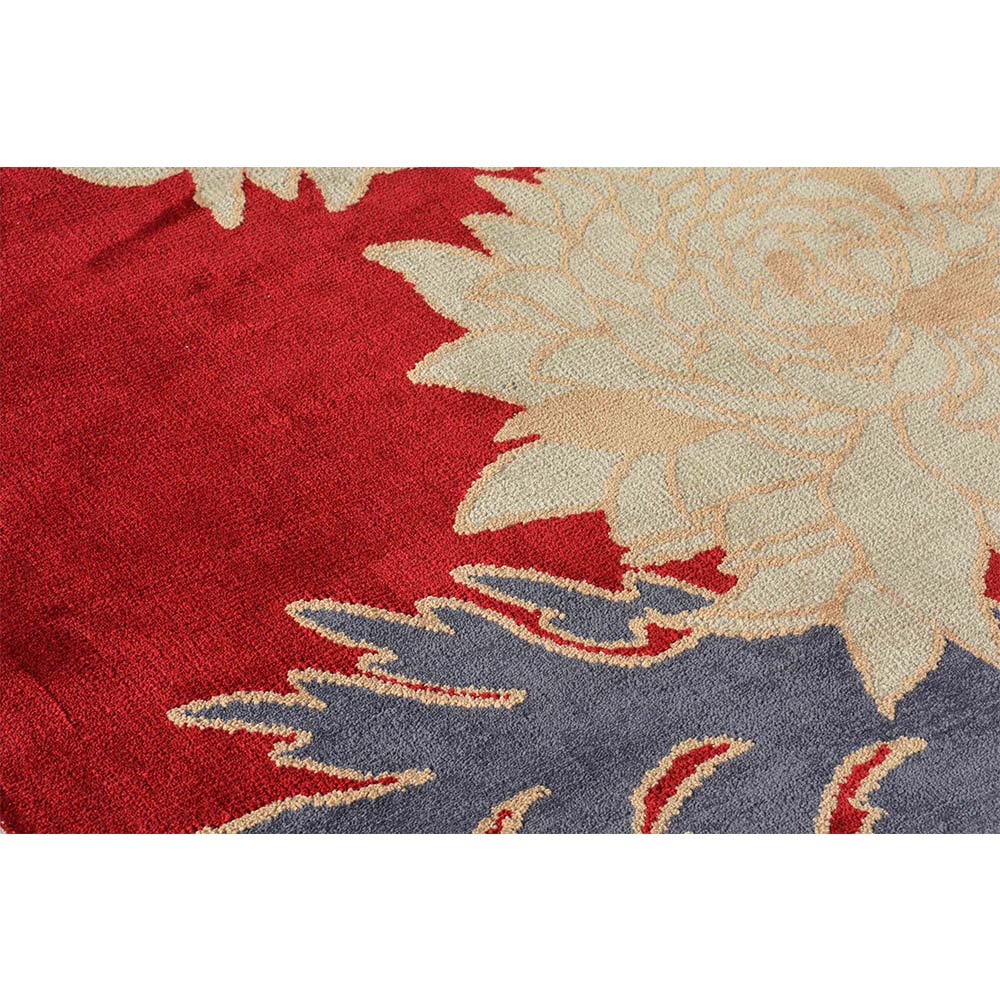 Rugs, (Presto), ICKC261C4X6, Red, Gold and Grey Floral Polyester Carpet, Rugs - VT-15965-48X72inches