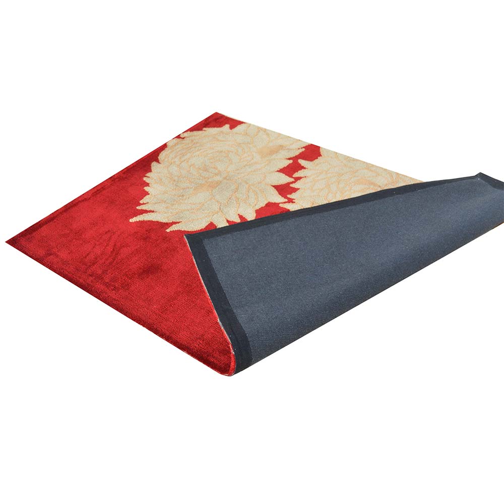 Rugs, (Presto), ICKC261C4X6, Red, Gold and Grey Floral Polyester Carpet, Rugs - VT-15965-48X72inches