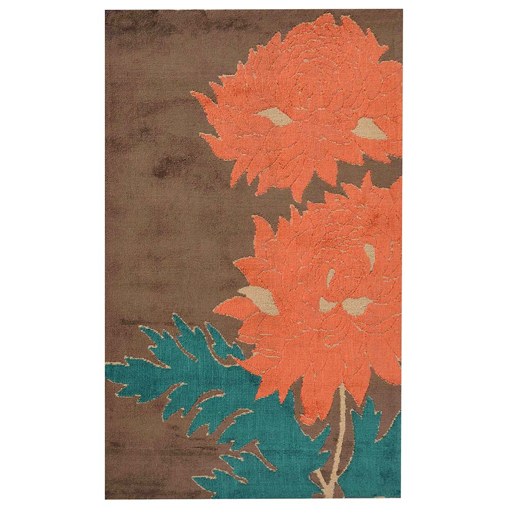 Rugs, (Presto), ICKC266C2X5, Brown, Orange and Green Floral Polyester Carpet, Rugs - VT-15966-22X55inches