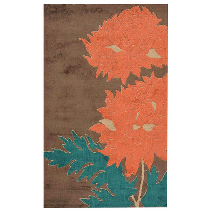 Rugs, (Presto), ICKC266C5X7, Brown, Orange and Green Floral Polyester Carpet, Rugs - VT-15966-60X84inches