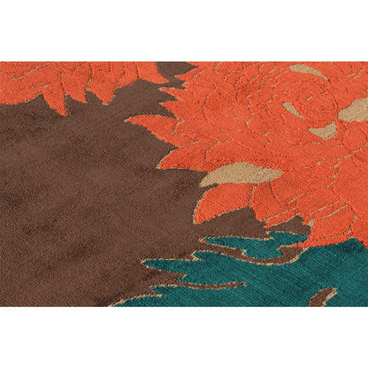 Rugs, (Presto), ICKC266C5X7, Brown, Orange and Green Floral Polyester Carpet, Rugs - VT-15966-60X84inches