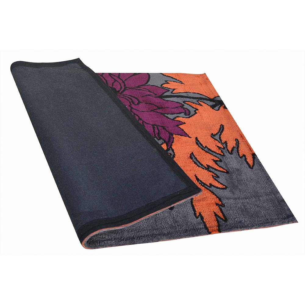 Rugs, (Presto), ICKC266C6X9, Grey, Purple and Orange Floral Polyester Carpet, Rugs - VT-15967-72X108inches