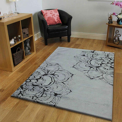 Rugs, (Presto), ICKC286C6X9, Grey and Black Abstract Polyester Carpet, Rugs - VT-15971-72X108inches