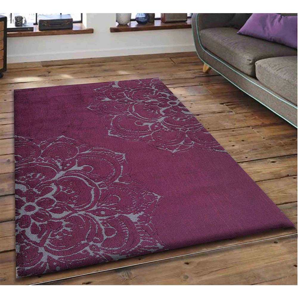 Rugs, (Presto), ICKC287C2X5, Purple and Grey Abstract Polyester Carpet, Rugs- VT-15972