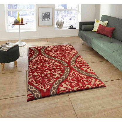Rugs, (Presto), ICKC291C4X6, Red, Brown and Gold Abstract Polyester Carpet, Rugs - VT-15974-48X72inches
