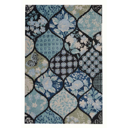 Rugs, (Presto), ICKC29C2X5, Blue and Black colour Abstract Polyester Carpet, Rugs- VT-15976