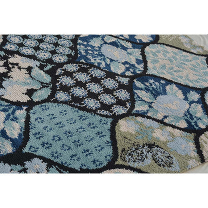 Rugs, (Presto), ICKC29C2X5, Blue and Black colour Abstract Polyester Carpet, Rugs- VT-15976
