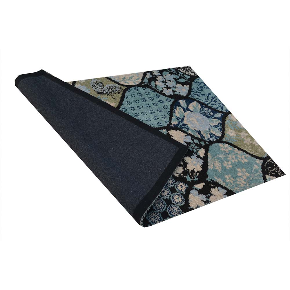 Rugs, (Presto), ICKC29C2X5, Blue and Black colour Abstract Polyester Carpet, Rugs- VT-15976