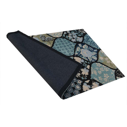 Rugs, (Presto), ICKC29C2X5, Blue and Black colour Abstract Polyester Carpet, Rugs- VT-15976