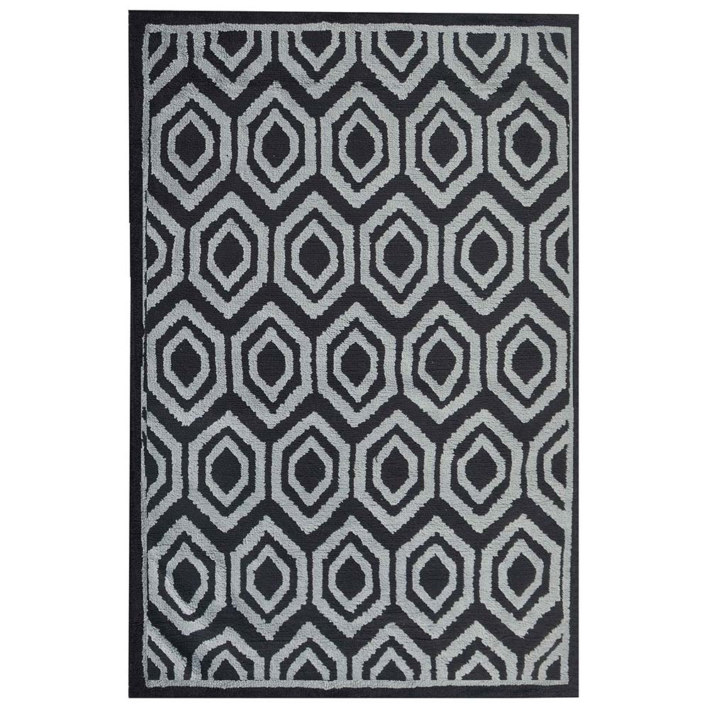 Rugs, (Presto), ICKC305C2X5, Black and Grey Abstract Polyester Carpet, Rugs - VT-15977-22X55inches