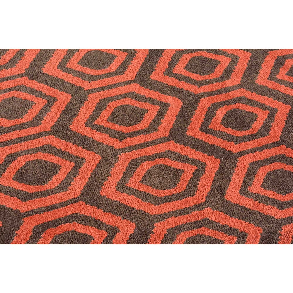 Rugs, (Presto), ICKC306C4X6, Brown and Orange Abstract Polyester Carpet, Rugs - VT-15978-48X72inches