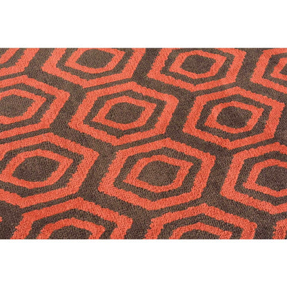Rugs, (Presto), ICKC306C4X6, Brown and Orange Abstract Polyester Carpet, Rugs - VT-15978-48X72inches