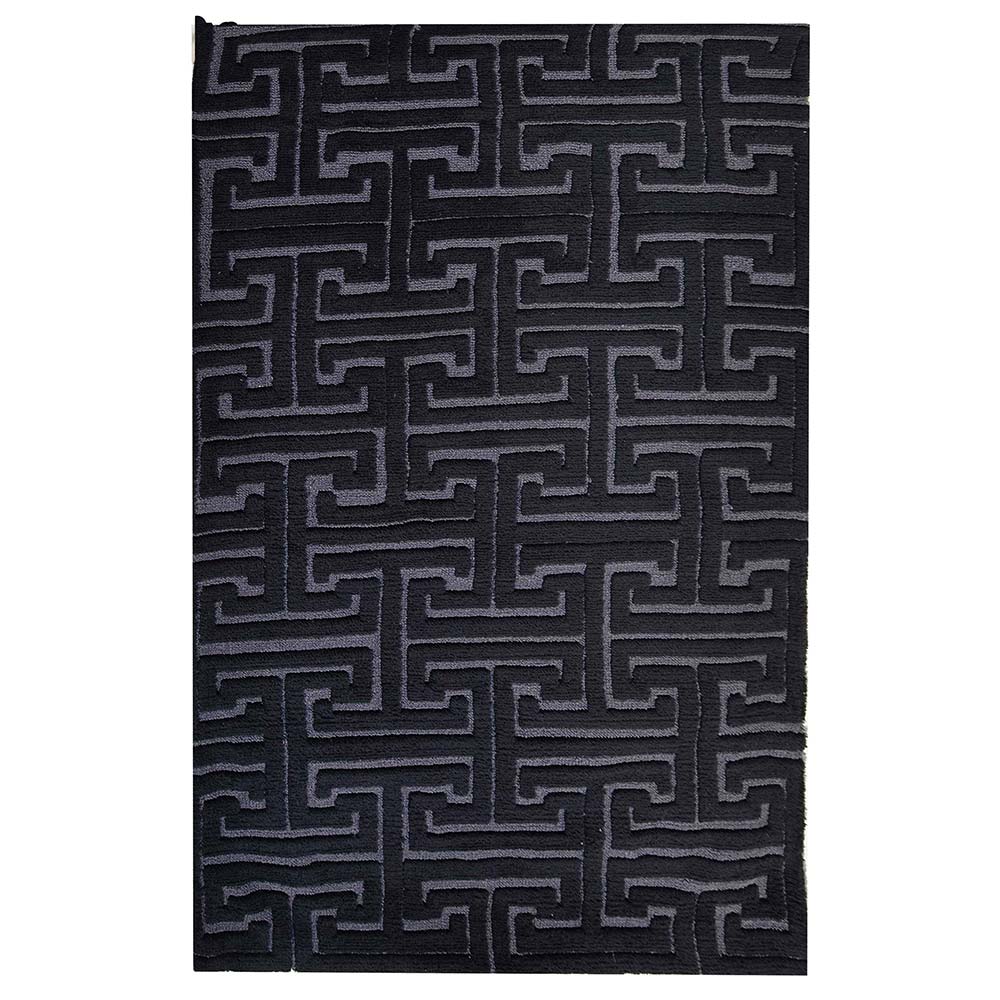 Rugs, (Presto), ICKC305C4X6, Black and Grey Abstract Polyester Carpet, Rugs - VT-15979-48X72inches