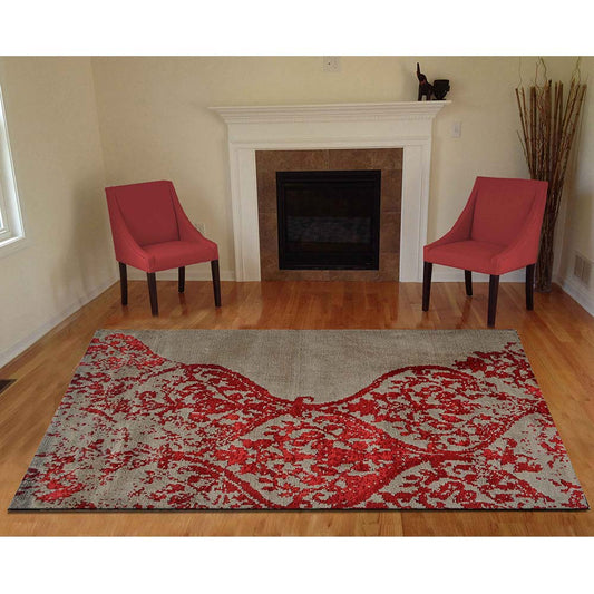 Rugs, (Presto), ICKC31C3X5, Red and Beige Abstract Polyester Carpet, Rugs -VT-15981-36X60inches