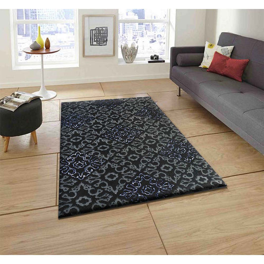 Rugs, (Presto), ICKC325C2X5, Black and Grey Abstract Polyester Carpet, Rugs -VT-15983