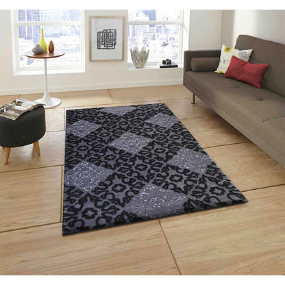 Rugs, (Presto), ICKC327C2X5, Grey and Black Abstract Polyester Carpet, Rugs -VT-15985