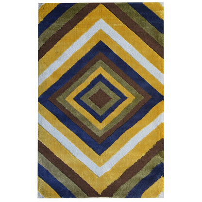 Rugs, (Presto), ICKC338C2X5, Yellow, Blue and Green Abstract Polyester Carpet, Rugs -VT-15987