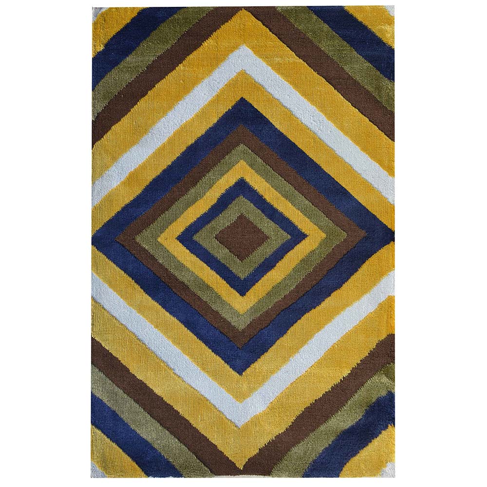 Rugs, (Presto), ICKC338C5X7, Yellow, Blue and Green Abstract Polyester Carpet, Rugs -VT-15987-60X84inches