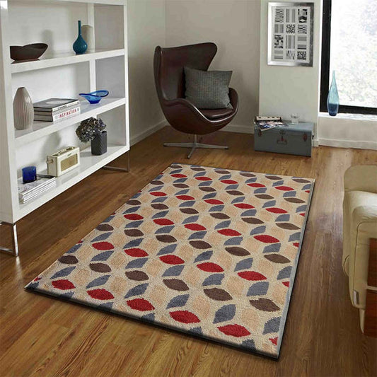 Rugs, (Presto), ICKC327C5X7, Beige, Red and Grey Abstract Polyester Carpet, Rugs -VT-15988-60X84inches