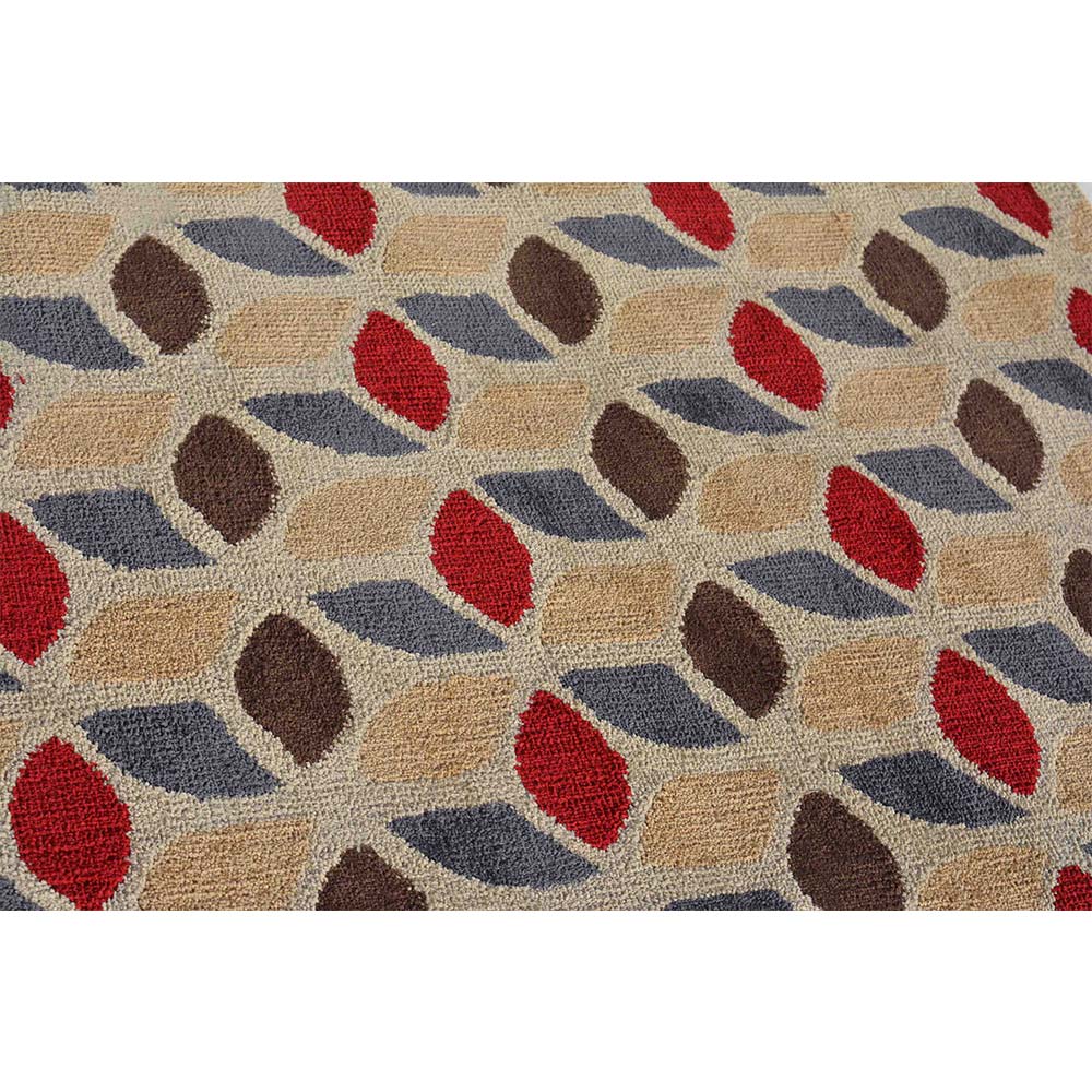 Rugs, (Presto), ICKC341C2X5, Beige, Red and Grey Abstract Polyester Carpet, Rugs -VT-15988