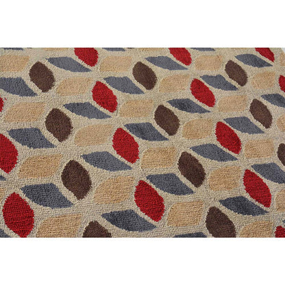 Rugs, (Presto), ICKC341C2X5, Beige, Red and Grey Abstract Polyester Carpet, Rugs -VT-15988