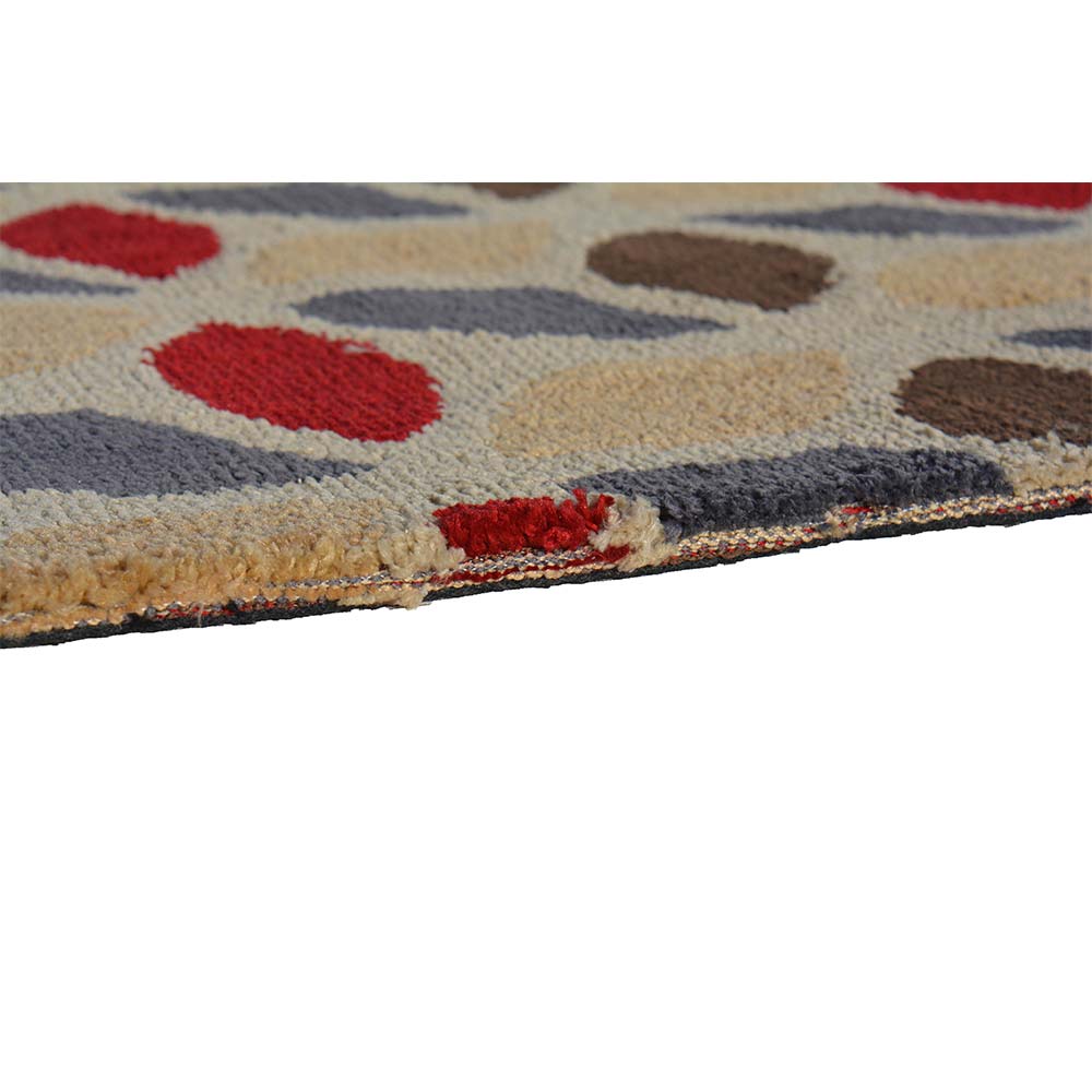 Rugs, (Presto), ICKC341C2X5, Beige, Red and Grey Abstract Polyester Carpet, Rugs -VT-15988