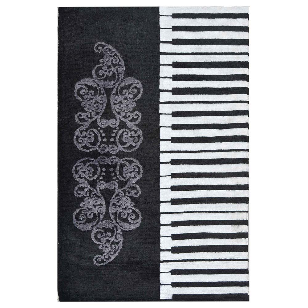 Rugs, (Presto), ICKC355C2X5, Black, White and Grey Abstract Polyester Carpet, Rugs -VT-15989-22X55inches