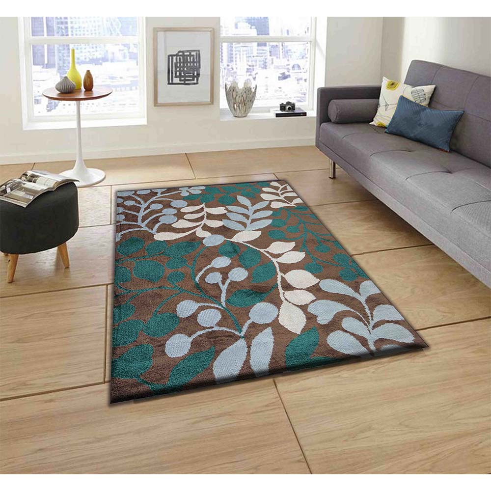 Rugs, (Presto), ICKC369C2X5, Brown, Green and Grey Floral Polyester Carpet, Rugs -VT-15991