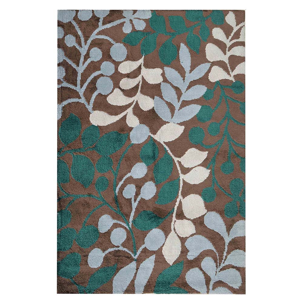 Rugs, (Presto), ICKC369C3X5, Brown, Green and Grey Floral Polyester Carpet, Rugs -VT-15991-36X60inches