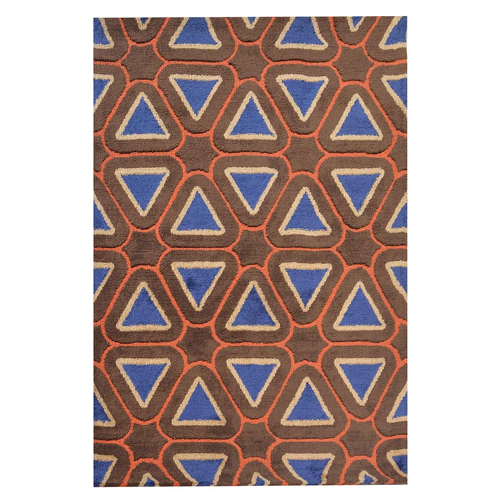 Rugs, (Presto), ICKC376C2X5, Brown, Blue and Orange Abstract Polyester Carpet, Rugs -VT-15992