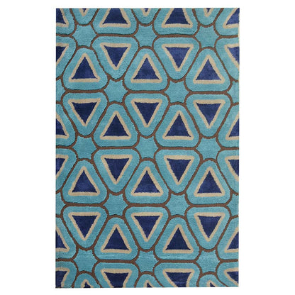 Rugs, (Presto), ICKC379C2X5, Blue, Brown and White Abstract Polyester Carpet, Rugs -VT-15993