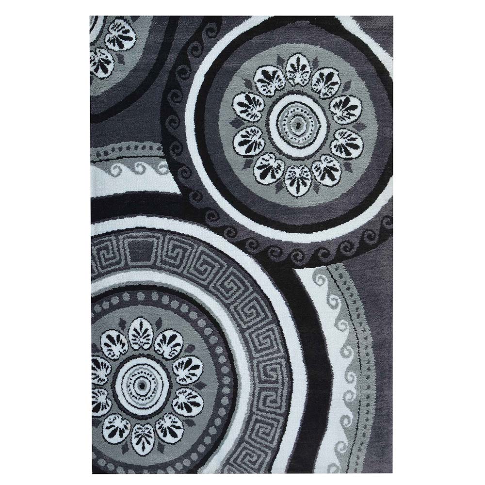 Rugs, (Presto), ICKC405C2X5,  Grey, Black and White Abstract Polyester Carpet, Rugs -VT-15996