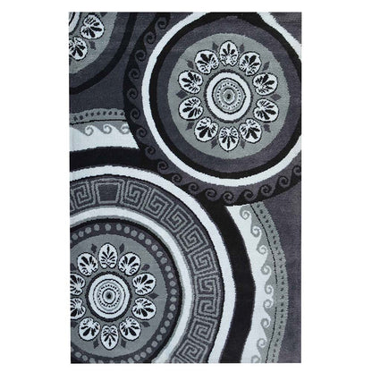 Rugs, (Presto), ICKC405C4X6, Grey, Black and White Abstract Polyester Carpet, Rugs -VT-15996-48X72inches