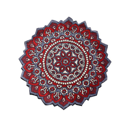 Rugs, (Presto), ICKC411C5X5, Red, Grey and White Round Ethnic Polyester Carpet, Rugs -VT-15997-60X60inches